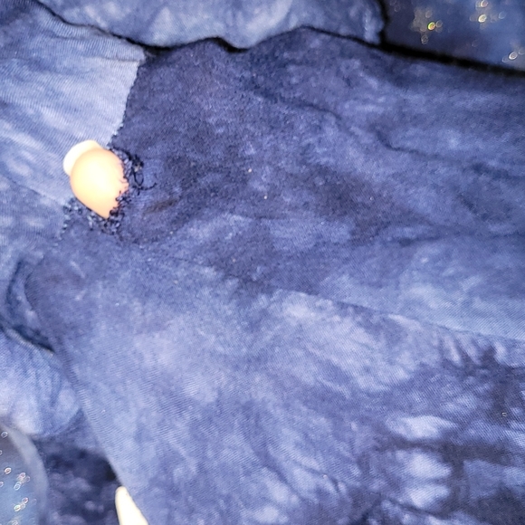 đ3/$10 Exist VTG Boho Blue Tie Dye Cold-Shoulder Ruffle Tunic w/ White Details - Picture 10 of 16